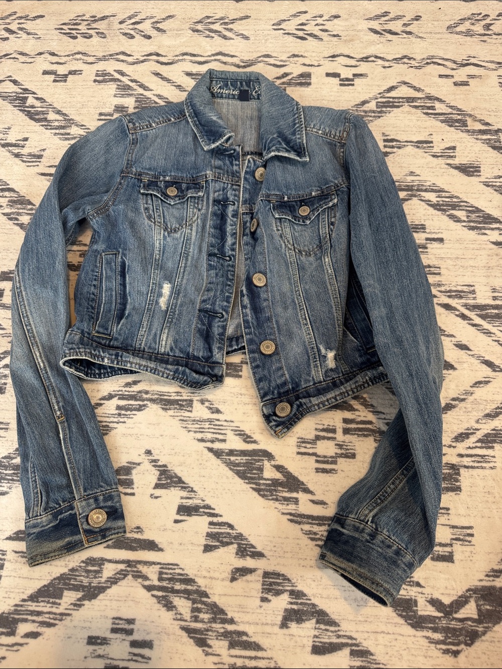 American Eagle Outfitters Light Blue Cropped Cropped Denim Jacket